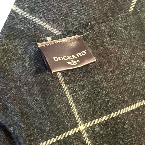 DOCKERS Scarf Check Pattern Grey Black Burgundy Stripe 11 1/2" - Picture 6 of 9
